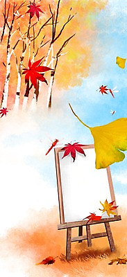 PSD 계절 단풍 일러스트 자연 나뭇잎 풍경 사람없음 가을풍경 미술도구 가을 이젤 그림 국내일러스트 잎 오브젝트 생태계 파일형식 가을_계절