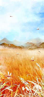 PSD 계절 일러스트 자연 갈대 풍경 사람없음 가을풍경 가을 잠자리 갈대밭 국내일러스트 식물 곤충 생태계 파일형식 가을_계절 갈대_식물