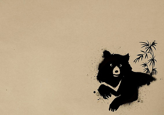 PSD 동물 한마리 백그라운드 일러스트 곰 붓터치 잉크 사람없음 먹 동물보호 멸종위기동물 반달가슴곰 국내일러스트 멸종위기종 1 포유류 서예 사회이슈 파일형식