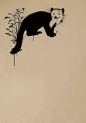 PSD 동물 한마리 백그라운드 일러스트 붓터치 잉크 사람없음 먹 동물보호 멸종위기동물 담비 국내일러스트 멸종위기종 1 서예 사회이슈 파일형식