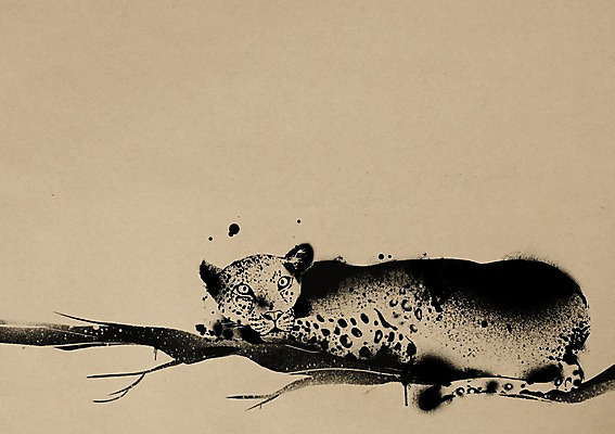 PSD 동물 한마리 백그라운드 일러스트 붓터치 잉크 사람없음 먹 동물보호 멸종위기동물 표범 국내일러스트 멸종위기종 1 포유류 서예 사회이슈 파일형식