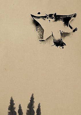 PSD 동물 한마리 백그라운드 일러스트 붓터치 잉크 사람없음 비행 먹 다람쥐 동물보호 멸종위기동물 날다람쥐 국내일러스트 멸종위기종 1 서예 설치류 사회이슈 파일형식