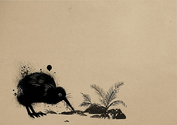 PSD 동물 한마리 백그라운드 일러스트 조류 붓터치 잉크 키위 사람없음 먹 동물보호 멸종위기동물 국내일러스트 멸종위기종 1 과일 서예 사회이슈 파일형식