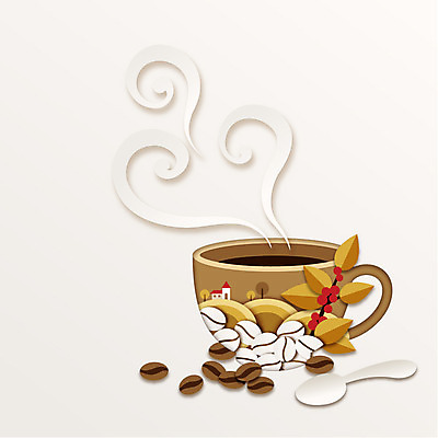 모양 종이 커피 음료 백그라운드 일러스트 사람없음 원두 페이퍼아트 차 커피잔 국내일러스트 AI파일 잔 파일형식 벡터