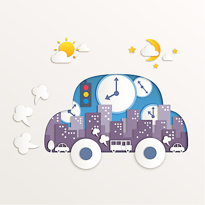 모양 종이 시계 백그라운드 일러스트 자동차 빌딩 사람없음 태양 달 페이퍼아트 신호등 출근 퇴근 국내일러스트 AI파일 자연요소 육상교통 건물 출퇴근 파일형식 벡터