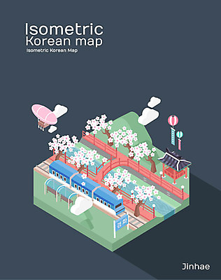 여행 백그라운드 지도 일러스트 한국 사람없음 관광지 기차 벚꽃 도시 특산물 아이소메트릭 국내여행 진해 국내일러스트 AI파일 꽃 아시아 육상교통 대중교통 경상남도 파일형식 벡터