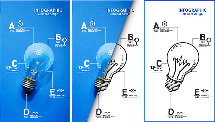 편집 편집이미지 컬러 백그라운드 전구 포토일러 그래프 사람없음 파란색 자료 인포그래픽 비교 합성 타입 이미지편집 AI파일 컨셉 파일형식 벡터
