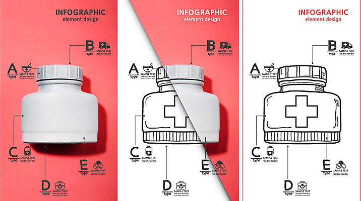 편집 편집이미지 분홍색 컬러 백그라운드 포토일러 그래프 사람없음 약 자료 인포그래픽 비교 약병 합성 타입 이미지편집 AI파일 컨셉 의학 병_담는 파일형식 벡터
