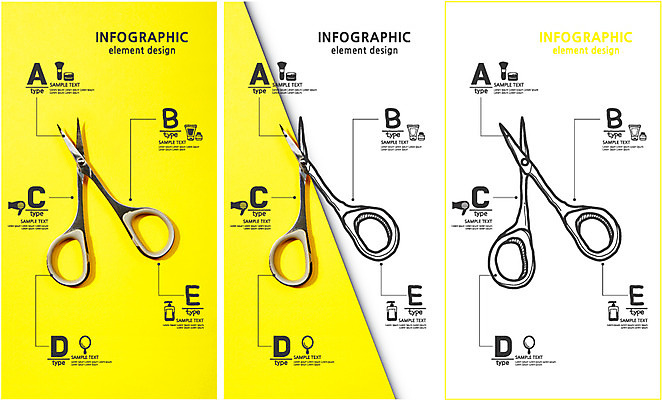 편집 편집이미지 컬러 백그라운드 포토일러 그래프 사람없음 노란색 자료 인포그래픽 비교 합성 타입 미용가위 쪽가위 이미지편집 AI파일 컨셉 가위_도구 미용용품 파일형식 벡터