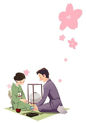 PSD 여자 남자 여행 일본문화 일러스트 사람 두명 관광지 여행객 일본 체험 전통차 다도 기모노 일본여행 국내일러스트 동양문화 아시아 외국문화 해외여행 컨셉 차_음료 예절 일본전통의상 파일형식