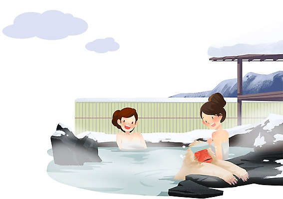 PSD 여자 여행 일본문화 일러스트 사람 두명 관광지 여행객 일본 온천 원숭이 체험 일본여행 노천탕 여자만 국내일러스트 동양문화 아시아 외국문화 해외여행 컨셉 포유류 스파 파일형식