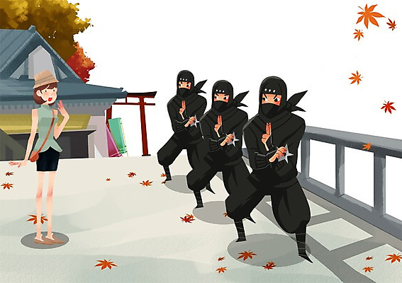 PSD 여자 남자 여행 포즈 일본문화 일러스트 사람 여러명 관광지 여행객 일본 체험 일본여행 닌자 국내일러스트 동양문화 아시아 외국문화 해외여행 다수 컨셉 파일형식