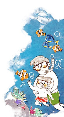 PSD 라이프스타일 남자 아들 어린이 여행 일러스트 가족 가족여행 어류 사람 소년 두명 바닷속 화목 스노클링 아빠 물안경 잠수 즐거움 남자만 국내일러스트 감정 컨셉 관계 생활 수중 수중동물 수상스포츠 수영용품 파일형식