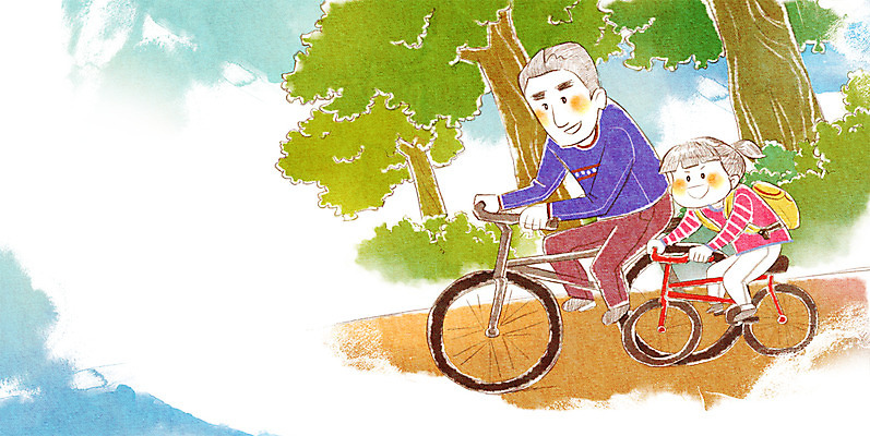 PSD 라이프스타일 여자 남자 딸 어린이 여행 일러스트 가족 가족여행 사람 소녀 두명 자전거 화목 아빠 즐거움 부녀 국내일러스트 감정 컨셉 관계 생활 바이크 파일형식