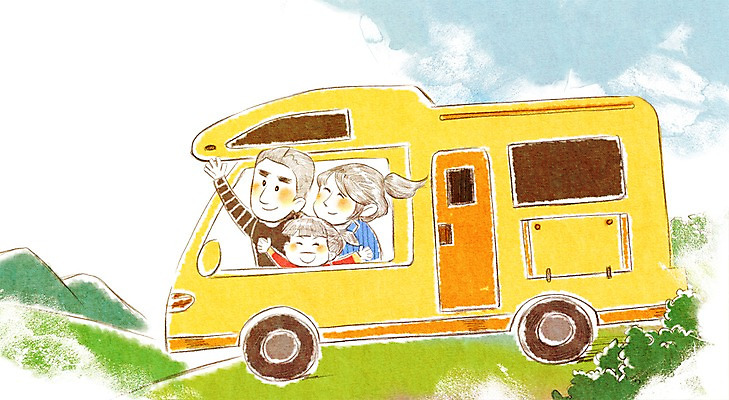 PSD 라이프스타일 여자 남자 딸 어린이 여행 일러스트 가족 엄마 가족여행 사람 소녀 세명 화목 캠핑 아빠 즐거움 캠핑카 국내일러스트 감정 컨셉 관계 자동차 레저 생활 파일형식