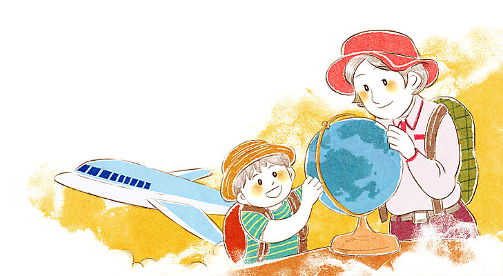PSD 라이프스타일 여자 남자 아들 어린이 여행 일러스트 가족 엄마 가족여행 비행기 사람 소년 두명 지구본 화목 세계여행 즐거움 국내일러스트 감정 컨셉 관계 항공교통 대중교통 생활 세계 파일형식