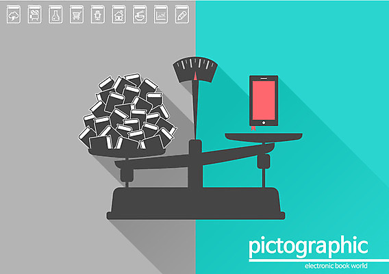 교육 백그라운드 일러스트 저울 사람없음 책 스마트기기 태블릿 픽토그램 쌓기 변화 전자책 무게 스마트 정보화시대 편리함 국내일러스트 AI파일 컨셉 모션 전자제품 파일형식 벡터