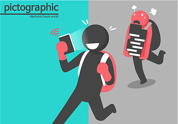 교육 실루엣 백그라운드 일러스트 들기 사람 두명 책 스마트기기 태블릿 픽토그램 비교 변화 전자책 스마트 무거움 정보화시대 편리함 국내일러스트 AI파일 컨셉 모션 촬영기법 전자제품 무게 파일형식 벡터