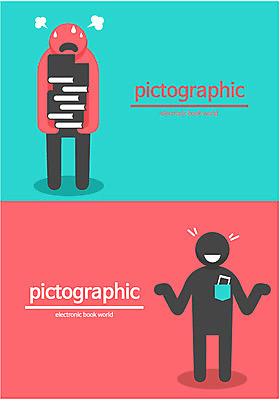 교육 실루엣 백그라운드 일러스트 들기 사람 두명 책 스마트기기 태블릿 픽토그램 비교 변화 전자책 스마트 무거움 정보화시대 편리함 국내일러스트 AI파일 컨셉 모션 촬영기법 전자제품 무게 파일형식 벡터