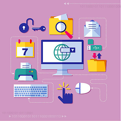 일러스트 열쇠 자물쇠 사람없음 컴퓨터 세트 모니터 달력 키보드 마우스 플랫 선택 USB 심볼 분석 오브젝트 검색 폴더 언론 팩스 복잡 국내일러스트 AI파일 컨셉 전자제품 컴퓨터용품 사무용품 파일 파일형식 벡터