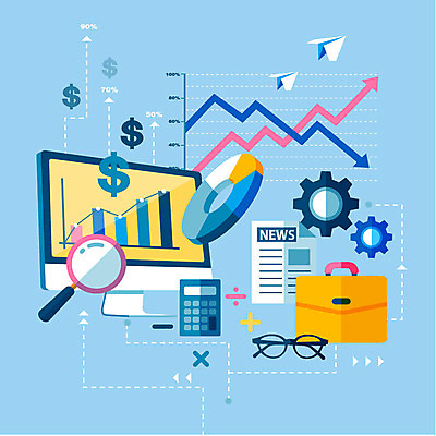 일러스트 돋보기 그래프 사람없음 세트 모니터 계산기 플랫 선택 주식 심볼 분석 오브젝트 주가 복잡 국내일러스트 AI파일 컨셉 문구용품 금융 컴퓨터 장비 파일형식 벡터