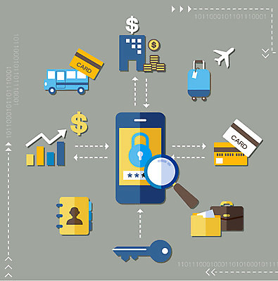 일러스트 돋보기 열쇠 그래프 자물쇠 사람없음 스마트폰 세트 여행가방 신용카드 플랫 선택 심볼 분석 오브젝트 은행 보안 복잡 국내일러스트 AI파일 컨셉 가방 안전 금융 핸드폰 스마트기기 파일형식 벡터