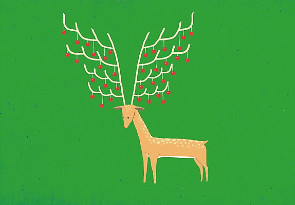 PSD 동물 한마리 백그라운드 일러스트 전구 상상 사슴 뿔 상상일러스트 사람없음 장식 루돌프 국내일러스트 1 크리스마스 포유류 파일형식