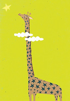 PSD 동물 구름 한마리 별 백그라운드 일러스트 상상 하늘 상상일러스트 사람없음 기린 목 국내일러스트 자연요소 1 포유류 신체부위 파일형식