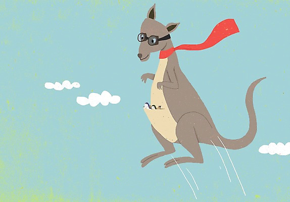 PSD 동물 구름 한마리 백그라운드 일러스트 상상 하늘 고글 상상일러스트 사람없음 점프 목도리 캥거루 국내일러스트 자연요소 1 잡화 포유류 모션 파일형식