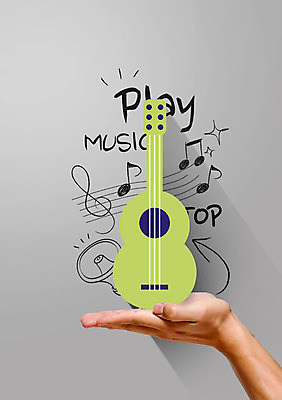 PSD 편집이미지 손 교육 화살표 악기 음악 음표 비즈니스 현악기 신체부위 확성기 기타 높은음자리표 오선지 이미지편집 기호 문화예술 사람 악보 오선 파일형식