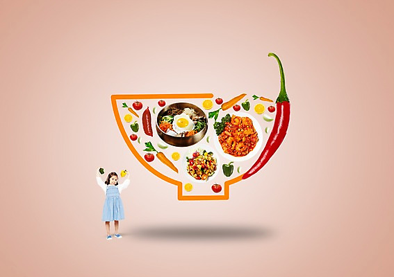 전신 PSD 외국인 편집이미지 그릇 접시 여자 어린이 한식 음식 토마토 채소 오렌지 과일 식재료 고추 피망 한명 서기 들기 사람 소녀 중식 당근 계란프라이 비빔밥 탕수육 깐쇼새우 여자만 여자한명만 어린이만 소녀만 소녀한명만 이미지편집 1 식기 모션 뿌리채소 인종 계란요리 파일형식