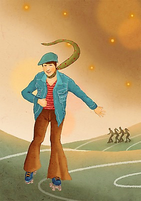 PSD 패션 남자 백그라운드 일러스트 한명 사람 스케이트 추억 복고 롤러 롤러장 남자만 남자한명만 국내일러스트 1 스포츠용품 컨셉 파일형식