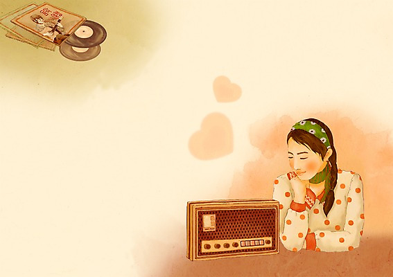 PSD 여자 패션 백그라운드 일러스트 한명 사람 CD 추억 라디오 복고 여자만 여자한명만 국내일러스트 1 컨셉 전자제품 파일형식