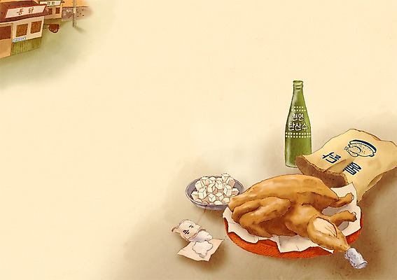 PSD 음식 백그라운드 일러스트 사람없음 통닭 치킨 추억 무 복고 소금 사이다 국내일러스트 음료 컨셉 뿌리채소 닭고기요리 파일형식