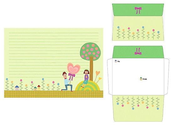 PSD 나무 템플릿 커플 여자 남자 프로포즈 편지봉투 프레임 사탕 선물 틀 사람 두명 세트 무릎꿇기 편지 편지지 레터폼 이미지템플릿 식물 관계 모션 디저트 봉투 파일형식