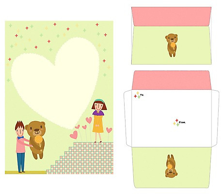 PSD 템플릿 커플 여자 남자 프로포즈 편지봉투 프레임 선물 틀 사람 두명 세트 곰인형 하트 편지 편지지 레터폼 이미지템플릿 모양 인형 관계 봉투 파일형식