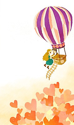 PSD 커플 여자 남자 백그라운드 일러스트 사랑 사람 두명 열기구 하트 국내일러스트 모양 감정 관계 항공교통 파일형식