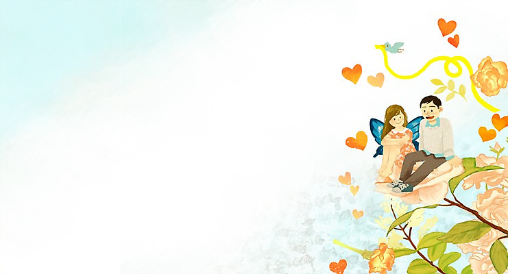 PSD 커플 여자 남자 꽃 백그라운드 일러스트 사랑 사람 두명 하트 국내일러스트 모양 식물 감정 관계 파일형식