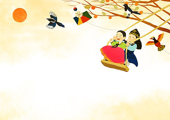 PSD 커플 계절 여자 명절 남자 어린이 백그라운드 일러스트 사랑 사람 두명 추석 가을 한복 연 감나무 그네 까치 어린이만 가을배경 국내일러스트 나무 한국전통 전통 기념일 감정 관계 조류 감 놀이용품 전통의상 파일형식 가을_계절
