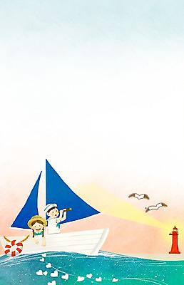 PSD 커플 여자 남자 어린이 바다 백그라운드 일러스트 등대 항해 사랑 사람 두명 돛단배 어린이만 국내일러스트 감정 배_교통 관계 파일형식