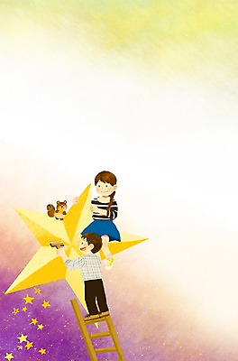 PSD 커플 여자 남자 별 백그라운드 일러스트 사다리 사랑 사람 두명 페인트칠 국내일러스트 자연요소 감정 관계 페인팅 도구 파일형식