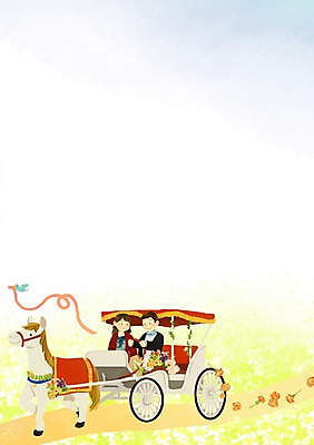 PSD 커플 여자 남자 꽃 백그라운드 일러스트 사랑 사람 두명 말_동물 마차 국내일러스트 식물 감정 교통수단 포유류 관계 파일형식