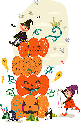 여자 남자 어린이 백그라운드 일러스트 호박 사람 이벤트 두명 쌓기 축제 기쁨 할로윈 유령 즐거움 마녀복장 어린이만 국내일러스트 AI파일 감정 채소 모션 이벤트의상 파일형식 벡터