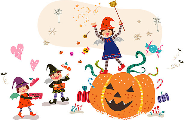 여자 남자 어린이 백그라운드 일러스트 호박 사탕 사람 이벤트 세명 축제 기쁨 할로윈 뿌리기 즐거움 마녀 마녀복장 어린이만 국내일러스트 AI파일 감정 채소 모션 디저트 이벤트의상 파일형식 벡터