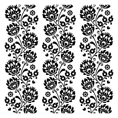 EPS 해외이미지 전통 꽃 패턴 일러스트 흑백 사람없음 화려 폴란드 해외202004 해외일러스트 식물 유럽 컨셉 무늬 촬영기법 파일형식 벡터 이미지허브