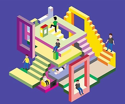 EPS 해외이미지 디자인 포스터 백그라운드 컨셉 일러스트 회사 비즈니스 바닥 이야기 사람 앉기 내부 사무실 3D 우주 고층빌딩 업무 만화 심볼 책상 오브젝트 현실 해외202004 해외일러스트 가구 모션 빌딩 작업 디지털합성 파일형식 벡터 이미지허브