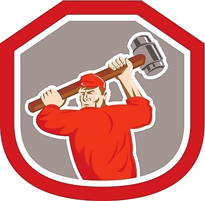 EPS 해외이미지 남자 산업 일러스트 노동자 공구 망치 무역 복고 방패 판매원 해외202004 해외일러스트 직업 사람 도구 파일형식 벡터 이미지허브