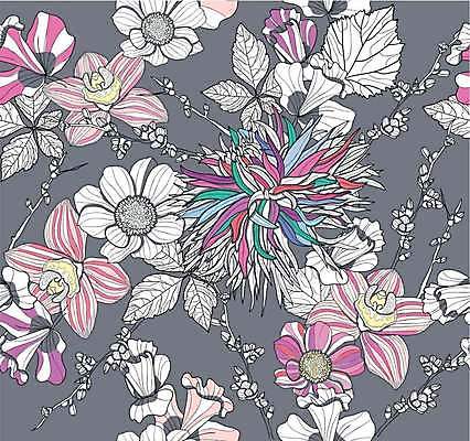 EPS 해외이미지 디자인 꽃잎 꽃 분홍색 백그라운드 꽃무늬 패턴 곡선 일러스트 벽지 추상 미술 그래픽 장식 여름 검은색 어둠 봄 수확 벚꽃 직물 화려 난초 우아함 인쇄 달리아 타일 그림 질감 윤곽 공상 엘리먼트 작약 지속성 스타일 해외202004 해외일러스트 식물 계절 선 컬러 컨셉 무늬 농업 문화예술 파일형식 벡터 이미지허브