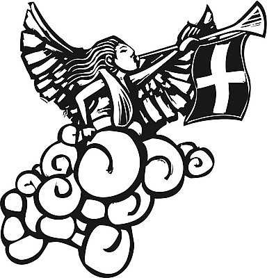 EPS 해외이미지 구름 계절 종교 크리스마스 일러스트 하늘 휴가 천사 뿔 성경 트럼펫 천국 판결 목판화 해외202004 해외일러스트 자연요소 기념일 종교용품 금관악기 파일형식 벡터 이미지허브