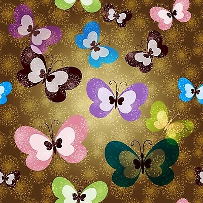 EPS 해외이미지 문양 나비 패턴 일러스트 사람없음 컬러풀 투명 겹침 갈색배경 해외일러스트 컬러 곤충 백그라운드 무늬 갈색 파일형식 벡터 이미지허브